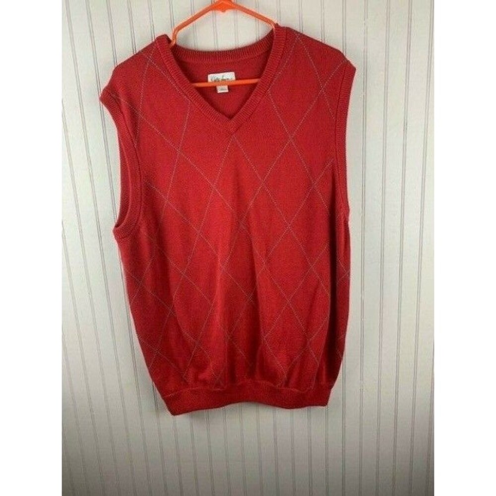 Walter Hagen Size Large Mens Red Sweater Vest Sleeveless V Neck